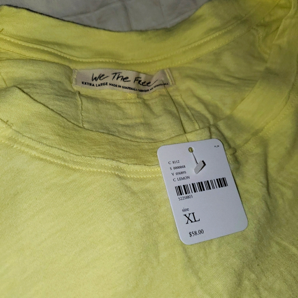 FREE PEOPLE soft yellow long slv tee